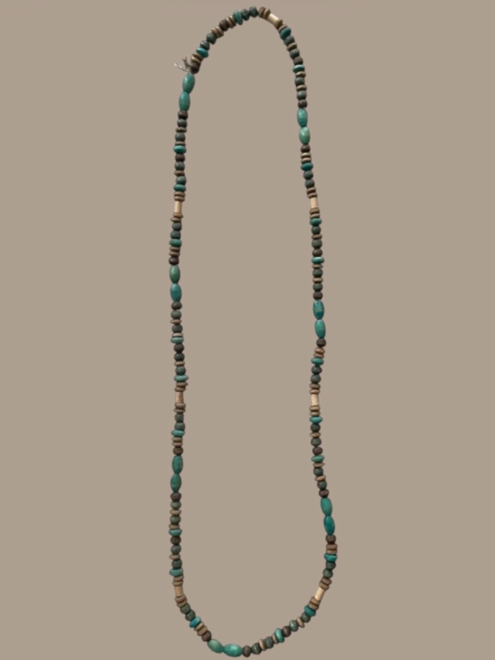 Turquoise & Brown Bead Necklace - Casual Strand